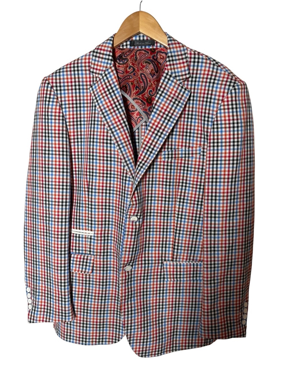 {NEW} INSERCH Men's Multicolor Check Sport Blazer - Red & Blue Plaid M